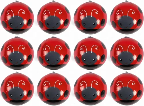 Fun Express Mini bolas de playa de mariquita a granel, paquete de 12 – Pelotas inflables de piscina para niños regalos de fiesta de cumpleaños |