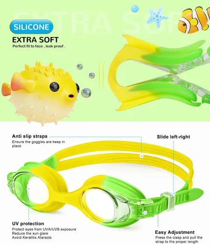 Miniatura 4 de NSSIW Kids Swim-Goggles Swimming-Goggles-for Kids: Goggles Anti Fog Pool No Leak 2 Pack Ages 3-16