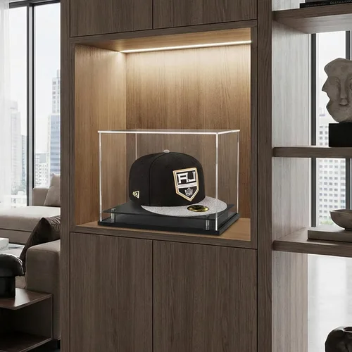 Miniatura 5 de WANLIAN Vitrina transparente para sombreros, soporte de acrílico para gorra de béisbol con elevadores de acero inoxidable, perfecto para gorras