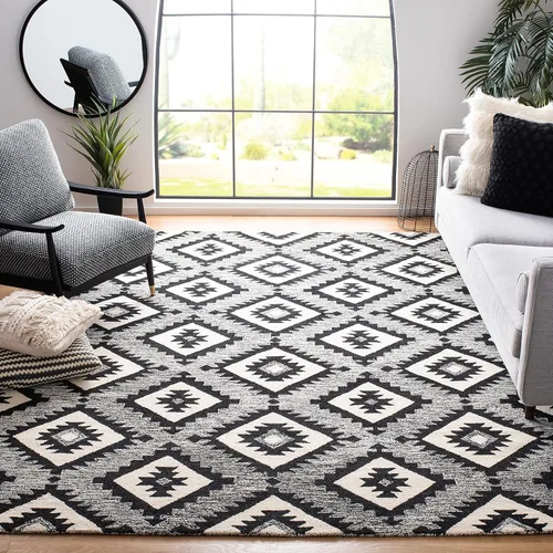 Miniatura 7 de SAFAVIEH Aspen Collection - Alfombra decorativa de 2 x 3 pies, carbón y negro, lana hecha a mano, ideal para zonas de alto tráfico en entrada, sala