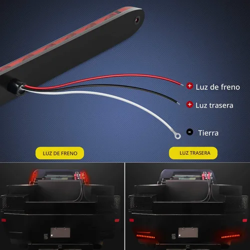 Miniatura 4 de Nilight - TL-10 2 piezas 16 pulgadas 11 LED rojo remolque barra de luz para parada de estacionamiento intermitentes luz de freno trasera compatible