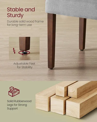 Miniatura 6 de VASAGLE Sillas de comedor, sillas Parsons con funda de tela extraíble, respaldo alto, para comedor y cocina, juego de 2, asiento grueso, 22.8 x 18.9