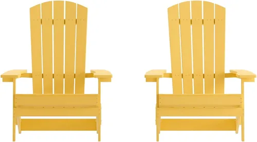 Miniatura 16 de Flash Furniture Charlestown – Silla plegable Adirondack de poliresina para interiores o exteriores, resistente a la intemperie, color negro