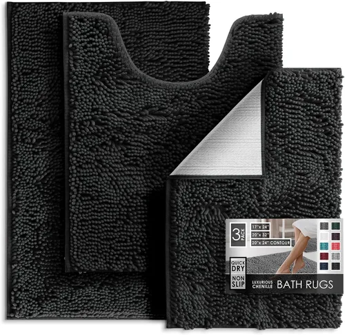 Miniatura 134 de Hearth & Harbor Alfombras de baño, tapete de baño de chenilla - Alfombras de baño lavables a máquina para baño con respaldo antideslizante de goma