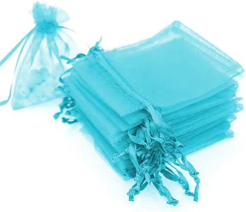 Miniatura 23 de Boshen 100/200 bolsas de organza transparentes para regalos y dulces, bolsas de malla para joyas con cordón al por mayor para detalles de bodas