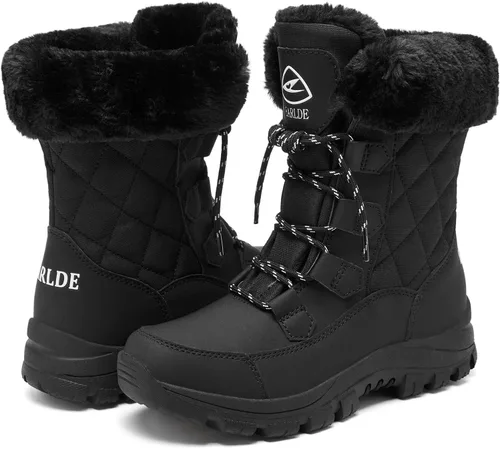Miniatura 3 de EARLDE Womens Snow Boot With Waterproof Lace Up Mid-Calf Outdoor Winter Deep Tread Rubber Sole