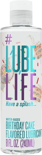Lube Life - Lubricante personal a base de agua, sabor a pastel de cumpleaños, para hombres, mujeres y parejas, sin azúcar añadido, 8 onzas líquidas