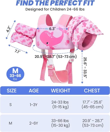 Miniatura 6 de Gogokids 2-in-1 Toddler Swim Vest Pool Floaties for Kids[CPC Certified & Remove Crotch Strap]Puddle Float Jumper 24-66 Pounds, Toddler Arm Floaties