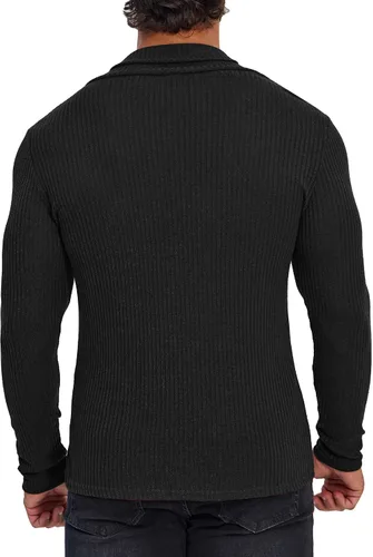 Miniatura 5 de ZAFUL Suéter con cuello en V para hombre, ligero, manga larga, tejido ajustado, suéter térmico