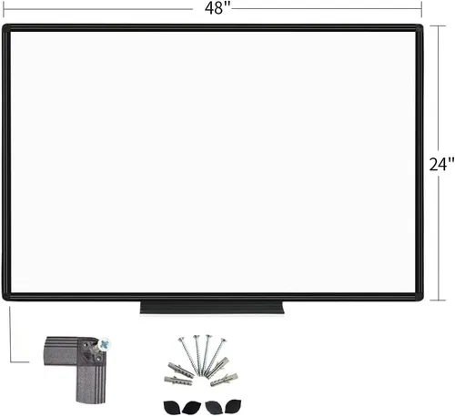 Miniatura 3 de VIZ-PRO Pizarra blanca magnética/pizarra de borrado en seco con marco de aluminio negro, 48 x 24 pulgadas, con 1 borrador, 4 imanes y 14 marcadores