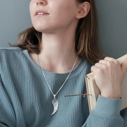 Miniatura 38 de Collar de alas de ángel de plata de ley 925, ángel de la guarda, enfermera RN caduceo, dije de ángel de cristal, joyería de regalo para mujer