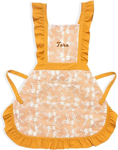 Miniatura 7 de Delantal vintage para mujer con bolsillos, delantal personalizado con volantes para cocinar, hornear, limpiar, jardinería