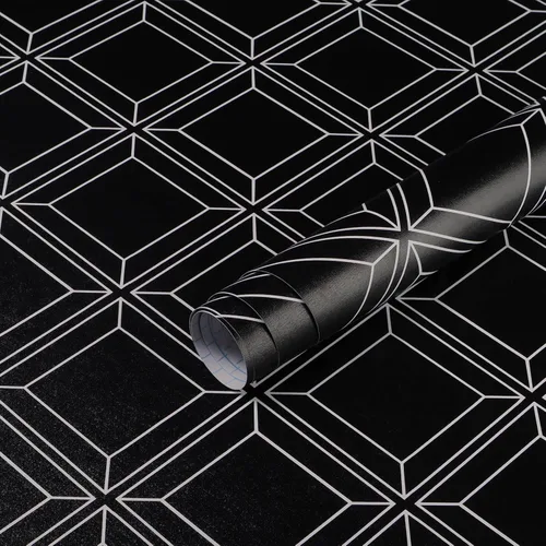 Miniatura 8 de Heroad Papel tapiz blanco para despegar y pegar, papel de contacto blanco y negro, papel de pared geométrico moderno para cuarto de bebé