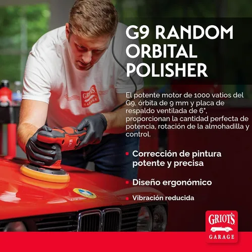 Miniatura 2 de Griot's Garage Pulidora Orbital Aleatoria G9 10901 – Buffer de Acción Dual de 1000 Vatios para Detallado de Automóviles, Pulido, Encerado