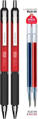 Miniatura 9 de Zebra Pen Paquete de 2 bolígrafos de gel G-350, tinta negra, punta media de 0.028 in, barril de metal negro espacial premium, tinta de secado