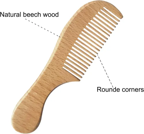 Miniatura 4 de Juego de cepillo y peine para cabello de bebé para recién nacidos y niños pequeños Juego de cepillos de madera para bebé con cerdas suaves de 3