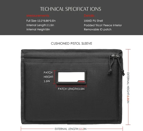 Miniatura 5 de Paquete de 3 fundas para pistola, funda suave para pistola táctica, bolsa de almacenamiento para caza, campo de tiro, deportes, 4 parches