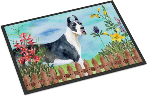 Miniatura 88 de Caroline's Treasures CK1311MAT Cavalier Spaniel Poinsettas - Felpudo de 18 x 27 pulgadas, tapete para puerta delantera, interior y exterior