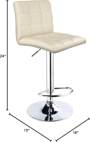 Miniatura 3 de Taburetes de bar ajustables de piel sintética moderna con espalda, juego de 2, taburete giratorio de altura de mostrador por Leopard (beige)
