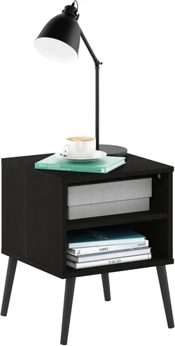 Miniatura 8 de Furinno Claude - Mesa de centro estilo mediados de siglo con patas de madera, color gris roble francés, parte superior grande sin elevación
