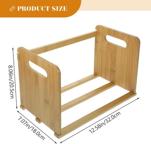 Miniatura 3 de LIFKOME Estantería de discos para libros, soporte de almacenamiento de libros, estantería de madera de mesa, álbumes de discos de vinilo