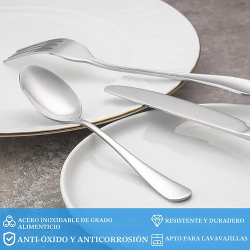 Miniatura 3 de Juego de cucharas de cena, 16 cucharadas de 7.3 pulgadas, cucharas de acero inoxidable de grado alimenticio de alta calidad, cuchara de metal