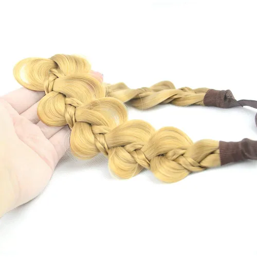 Miniatura 12 de Diadema clásica de cabello sintético trenzado de 5 hebras, trenzas gruesas y anchas, extensión de cabello con elástico para mujeres y niñas