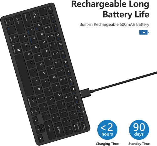 Miniatura 3 de TaIYanG Teclado Bluetooth para iPad Teclado inalámbrico compatible con iPad 10ª/10.2 (9ª/8ª/7ª generación), Air 5ª/4ª, Pro 11/12.9, 9.7, Mini y Negro