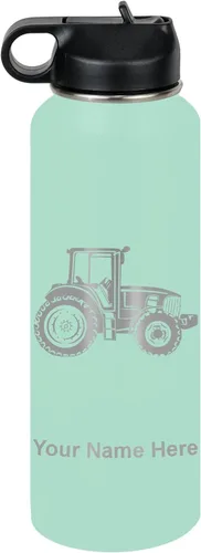 Miniatura 18 de LaserGram Botella de agua personalizada, tractor agrícola, acero inoxidable de doble pared aislada al vacío con popote superior, regalo grabado