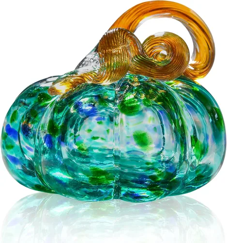 Figura de calabaza de vidrio soplado grande de 3 pulgadas, coleccionable, para Acción de Gracias, cosecha de otoño, calabaza, pisapapeles,