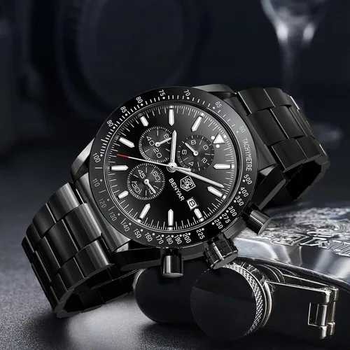 Miniatura 4 de BY BENYAR - Reloj para hombre, cronógrafo analógico de cuarzo, impermeable, luminoso, de diseñador, relojes de pulsera para hombre, para negocios