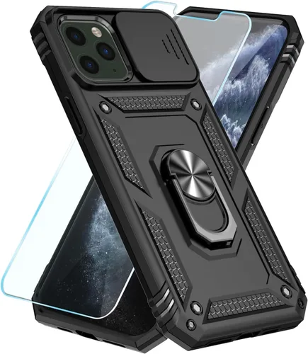 Miniatura 20 de SunStory Funda compatible con iPhone 11 Pro Max con protector de pantalla HD, cubierta de cámara deslizante y soporte de anillo giratorio