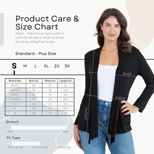 Miniatura 2 de Azules 3-Pack Women's Long Sleeve Open Front Cardigan - Lightweight Rayon Sweater, Soft Flowy Layer for Casual