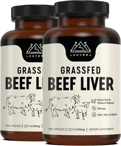 Miniatura 10 de Lonvera Suplemento de Hígado de Res Alimentado con Pasto – 3000 mg de Órganos Desecados Liofilizados – Fuente de Nutrientes para Articulaciones