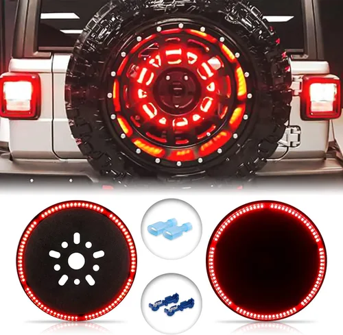 LEDUR Luz de freno de llanta de repuesto tercera luz de freno LED luz de rueda trasera para Jeep Wrangler 2007-2018 JK y 2018+JKU JLU luz roja |