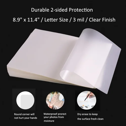 Miniatura 2 de MPRT Hojas de laminación, bolsas de laminación térmica transparentes de 3 mil, 8.9 x 11.4 pulgadas, hojas laminadas de papel para laminador, paquete