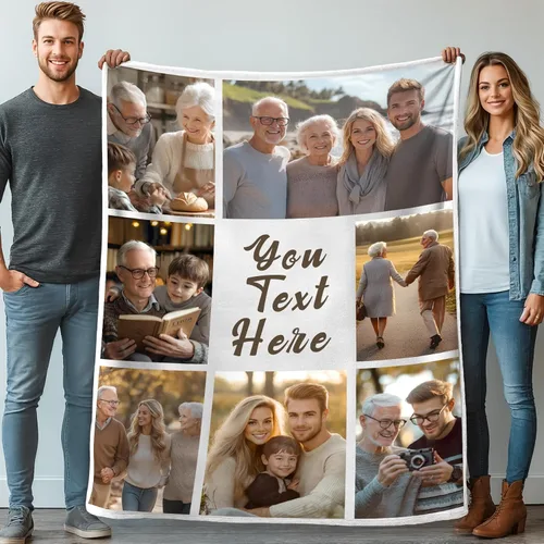 Miniatura 19 de Mantas personalizadas con 1 foto y texto impreso en Estados Unidos Manta personalizada con imagen de 30 x 40 pulgadas Mantas personalizadas