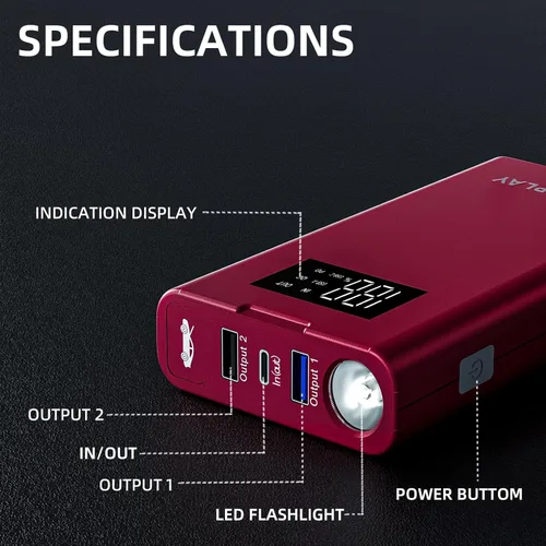 Miniatura 6 de IDEAPLAY Arrancador de Batería, Arrancador de Batería de Coche Portátil de 1500A para Motor de Gasolina de hasta 7.0L y Diésel de 5.5L, Arrancador