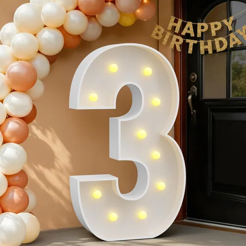 Miniatura 59 de IMPRSV Letras de mosaico iluminadas de marquesina, 4 pies para globos y fiestas, decoración de kit de arco