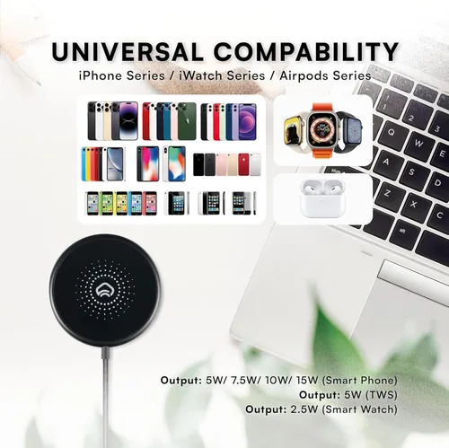 Miniatura 3 de Cargador magnético para iPhone Apple Magsafe Cargador de carga rápida - Compatible con iPhone y AirPods, cargador inalámbrico portátil de 15 W