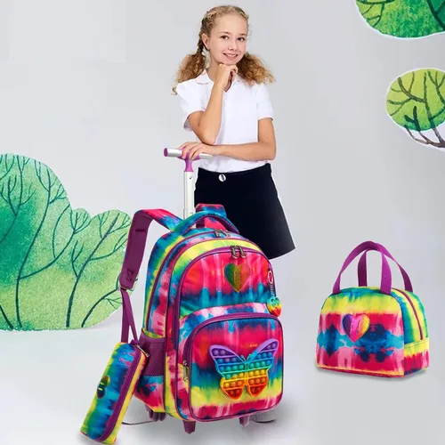 Miniatura 6 de Egchescebo Mochila con ruedas para niñas con ruedas para niños y niñas, mochila con ruedas