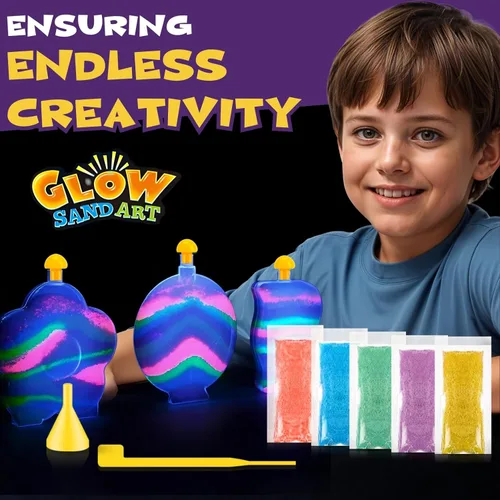 Miniatura 4 de Crea tu propia actividad artística de arena mágica con purpurina Kits de arena personalizados de colores que brillan en la oscuridad para niños