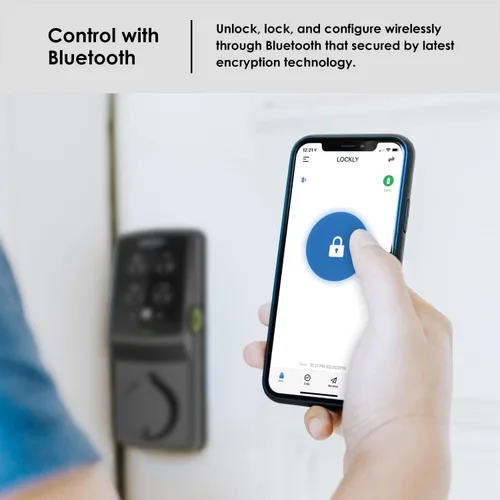 Miniatura 5 de Lockly Secure Plus - Cerradura de puerta inteligente, entrada sin llave con huella digital y tarjeta RFID, teclado PIN Genie, control