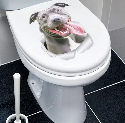 Miniatura 4 de Winston & Bear Happy Pit Bull Dog - Calcomanías de pared para perros, paquete de 2, calcomanías 3D Bully para paredes, automóviles, inodoro y más