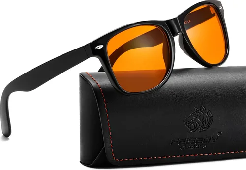 FEISEDY Orange Blue Light Blocking Glasses for Woman Men Amber Lenses Computer Gaming Glasses for Better Sleep