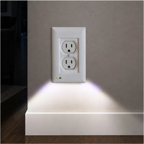 Placa de cubierta de enchufe iluminada, luz nocturna LED opcional, cubierta de enchufe de pared y alumbrado de respaldo para falla de energía,