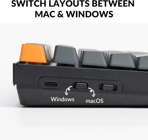 Miniatura 5 de Keychron Teclado mecánico inalámbrico K8, diseño sin llave, 87 teclas, multitarea, Bluetooth/con cable RGB retroiluminado con interruptor azul