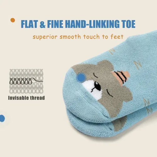 Miniatura 4 de Calcetines cálidos antideslizantes para bebés y niños, calcetines de invierno gruesos con agarres para bebés y niñas, calcetines antideslizantes
