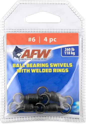 Miniatura 16 de AFW Solid Brass Ball Bearing Fishing Swivels with Double Welded Rings - Patented Bullet Shaped Head for Reduced Water Resistance, Black Finish