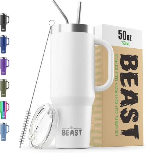 Miniatura 47 de Beast Vaso Térmico de 30 oz de Acero Inoxidable con Aislamiento al Vacío para Café y Hielo de Doble Pared Termo de Viaje (Rojo Arándano)